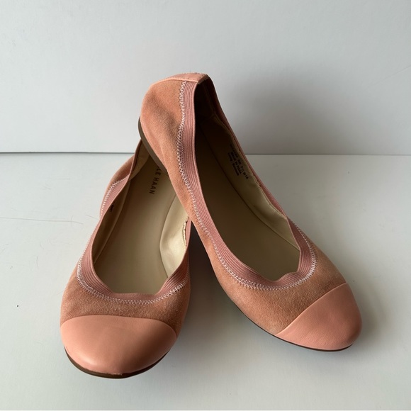 Cole Haan Elbridge Pink Ballet Suede Slip On Flats Cap Toe W13159 8B - Picture 2 of 15
